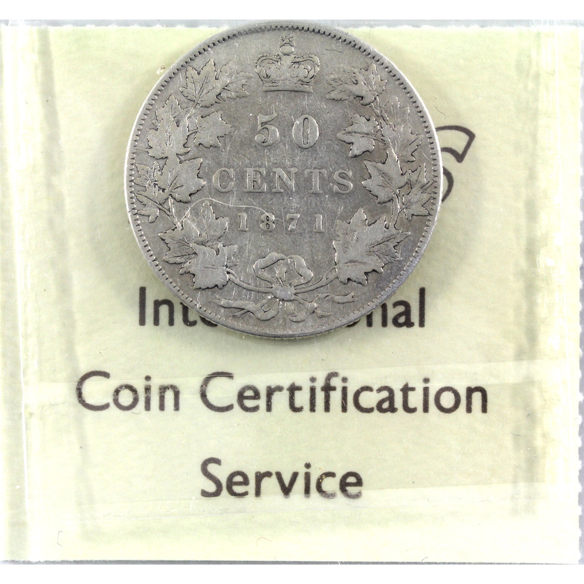 1871 Canada 50-cents ICCS Certified VG10