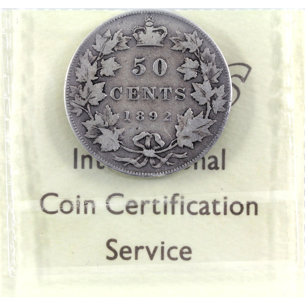 1892 Obv. 4 Canada 50-cents ICCS Certified F12