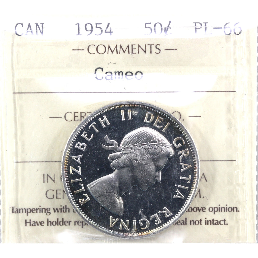 1954 Canada 50-cents ICCS certified PL66 Cameo