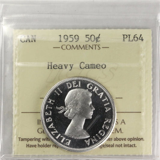 1959 Canada 50-cents ICCS Certified PL64 Heavy Cameo