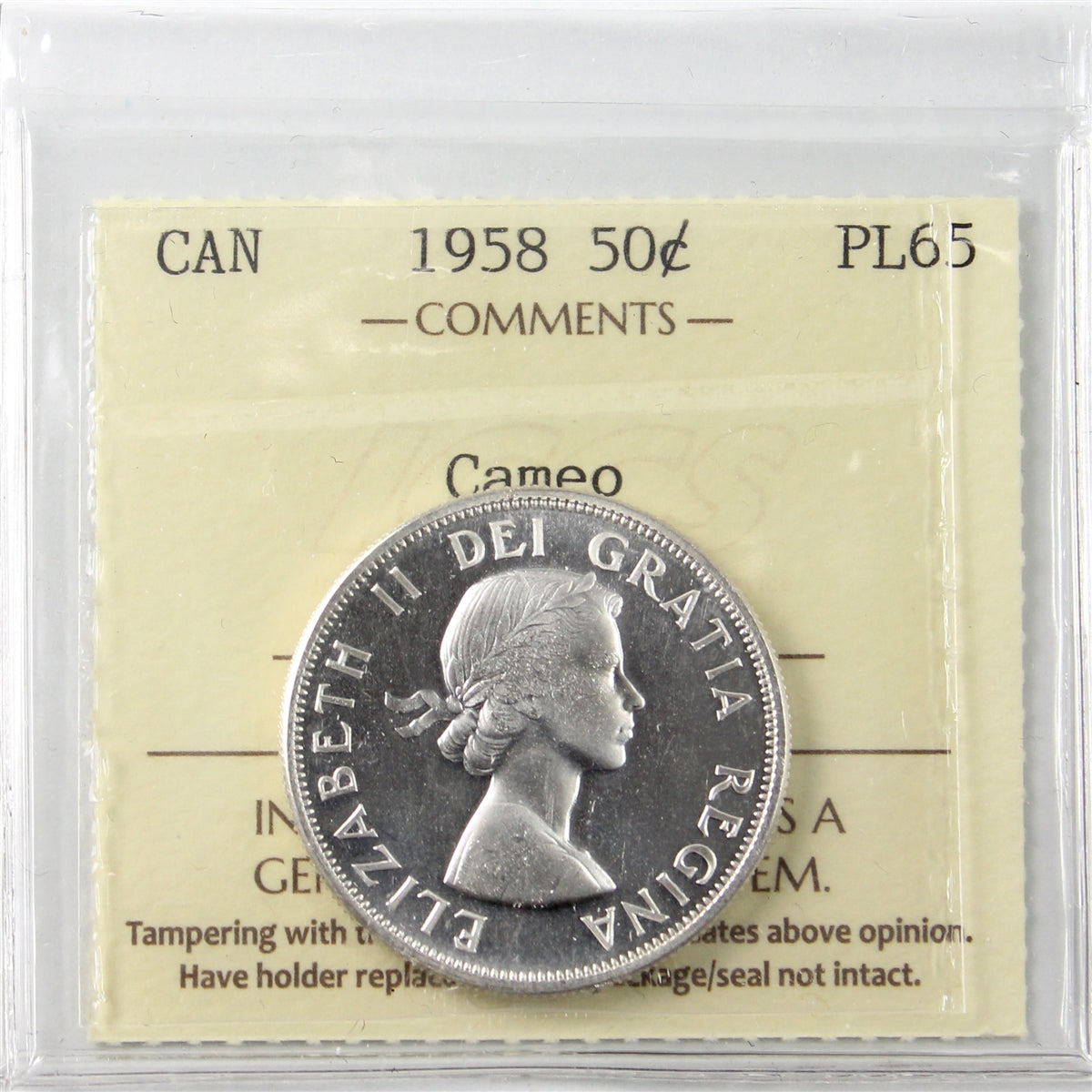 1958 Canada 50-cents ICCS Certified PL65 Cameo