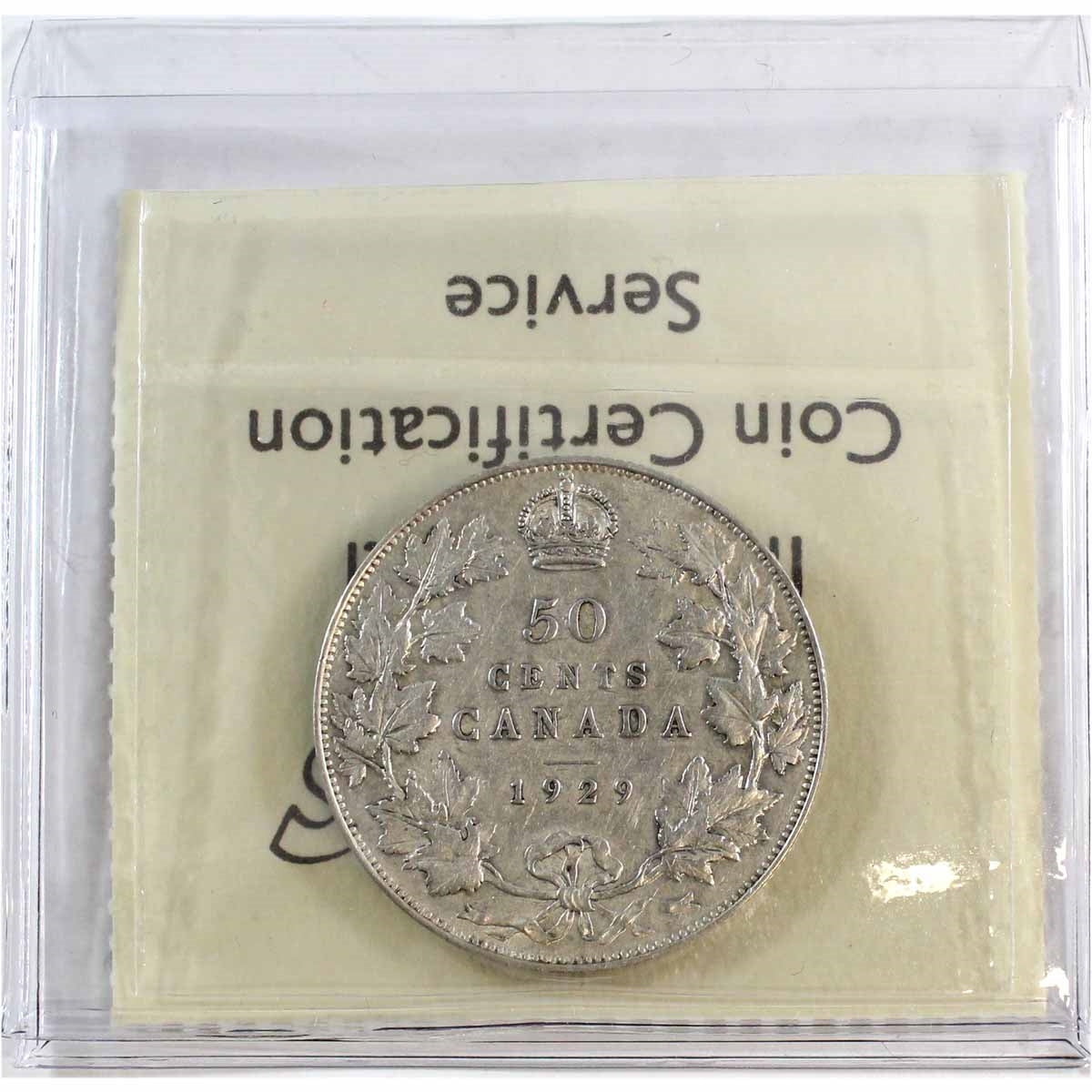 1929 Canada 50-cents ICCS Certified VF30