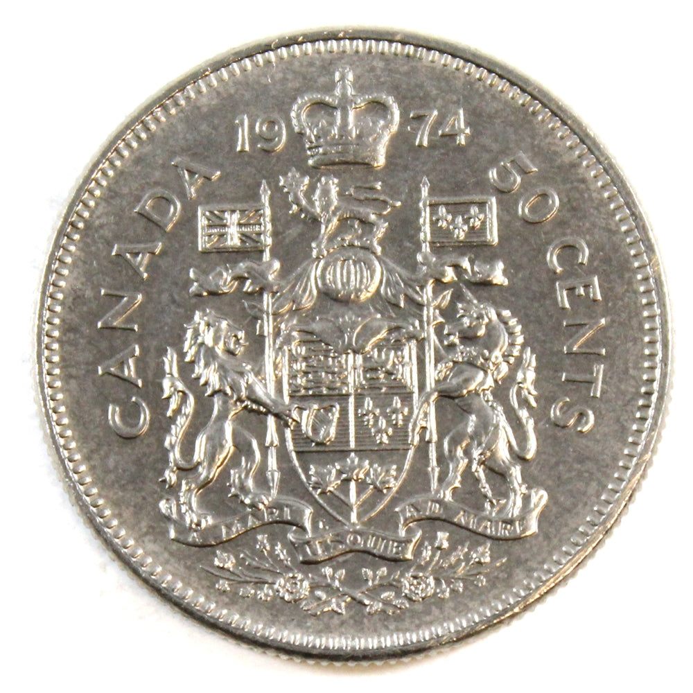 1974 Missing S Canada 50-cents AU-UNC (AU55)