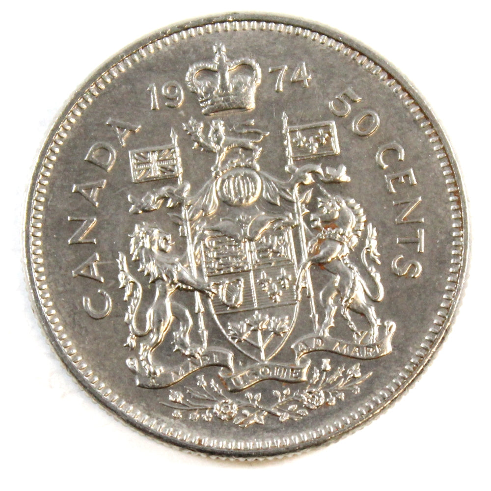 1974 Missing S Canada 50-cents Almost Uncirculated (MS63)