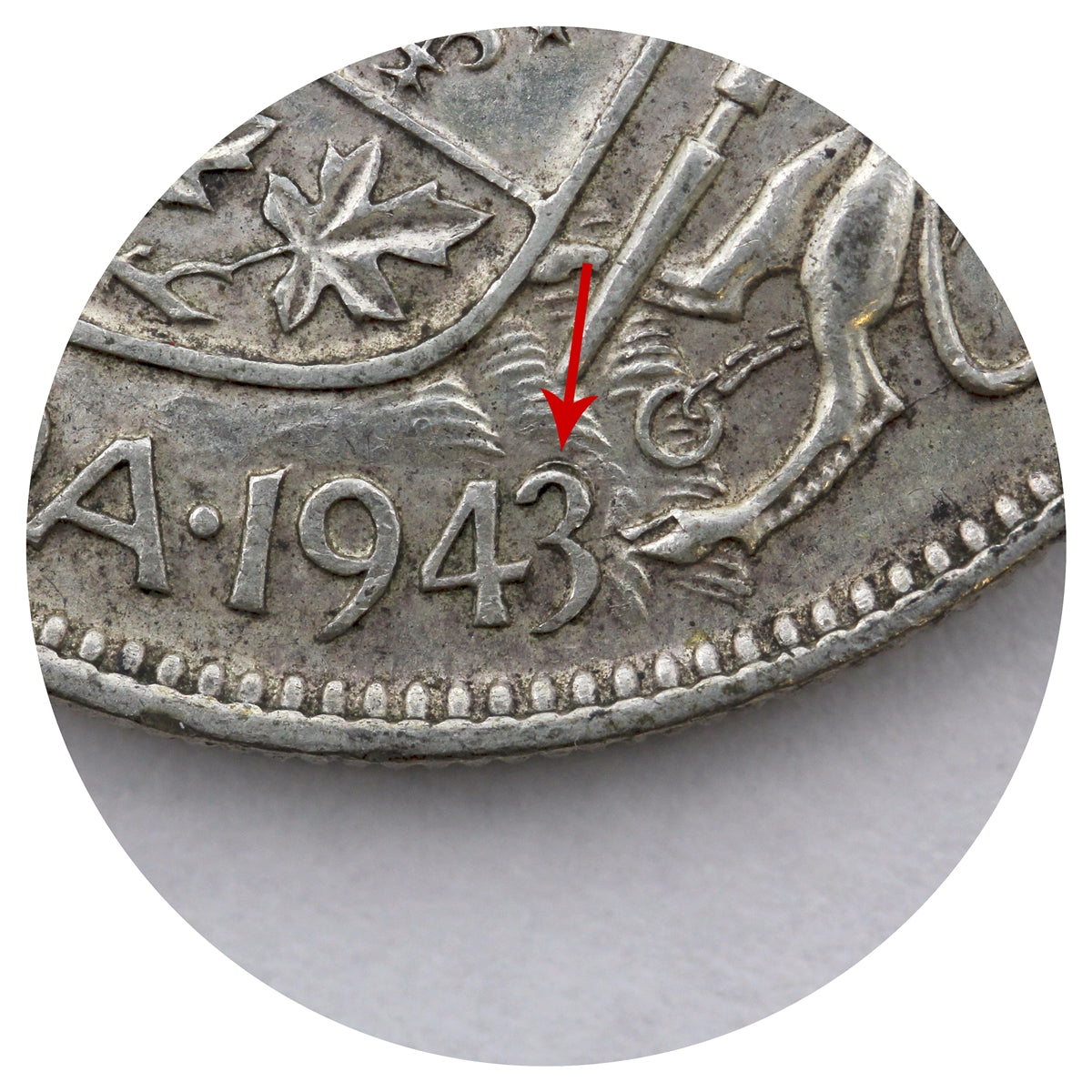 1943 Double Die Canada 50-cents Extra Fine (EF40)
