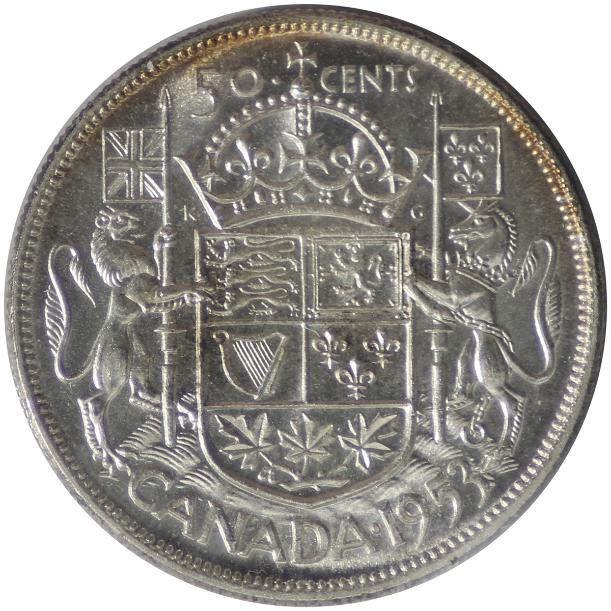 1953 Large Date, NSF Canada 50-cents ICCS Certified MS62