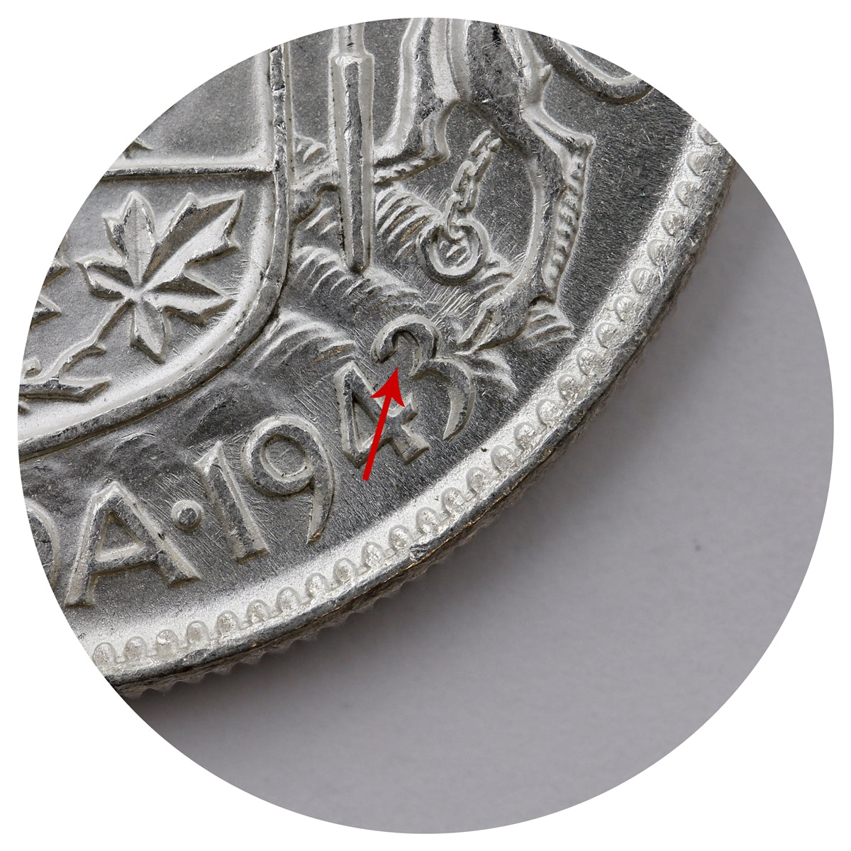 1943 Double Die 3 Canada 50-cents UNC+ (MS62) $