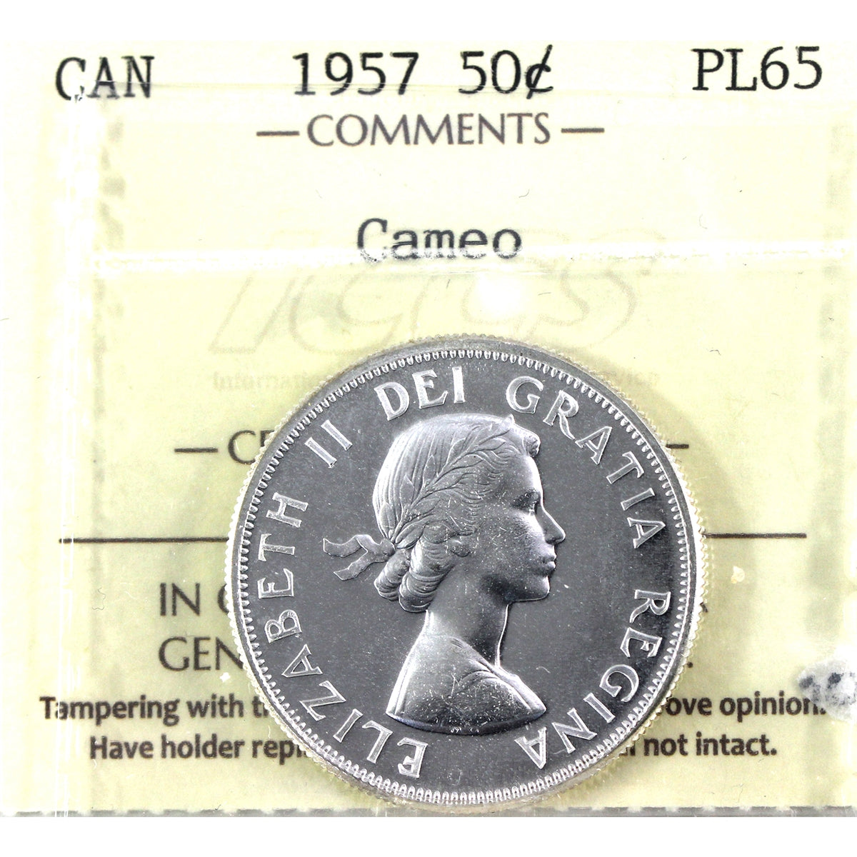 1957 Canada 50-cents ICCS Certified PL65 Cameo