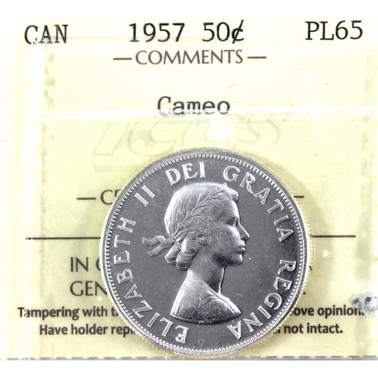 1957 Canada 50-cents ICCS Certified PL65 Cameo