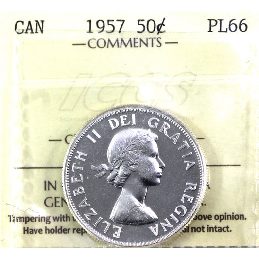1957 Canada 50-cents ICCS Certified PL66