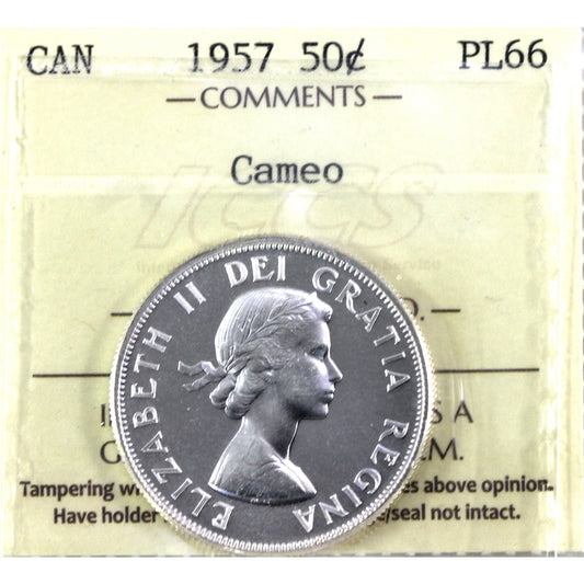 1957 Canada 50-cents ICCS Certified PL66 Cameo