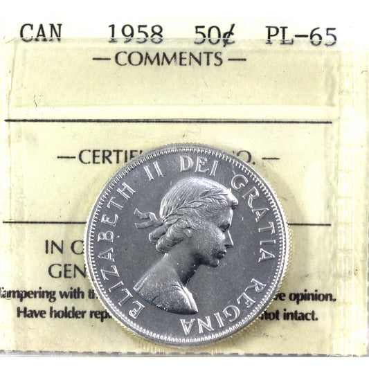1958 Canada 50-cents ICCS Certified PL65