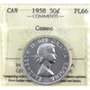 1958 Canada 50-cents ICCS Certified PL66 Cameo