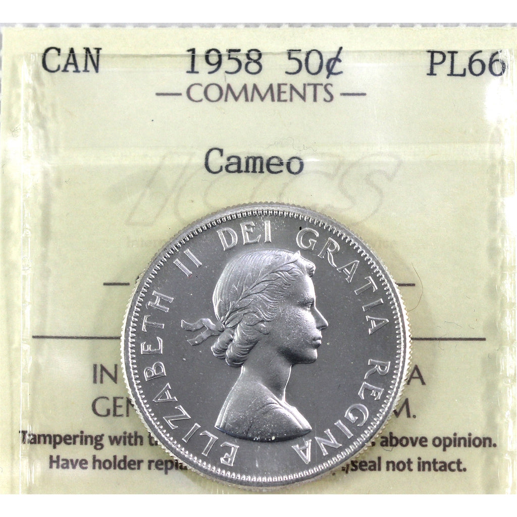 1958 Canada 50-cents ICCS Certified PL66 Cameo
