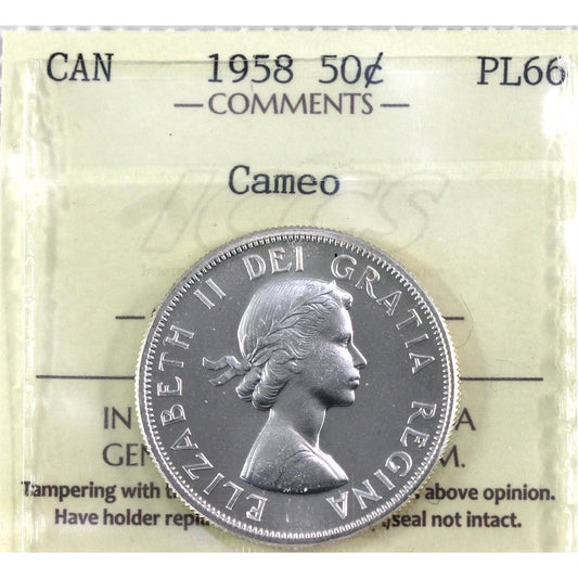 1958 Canada 50-cents ICCS Certified PL66 Cameo