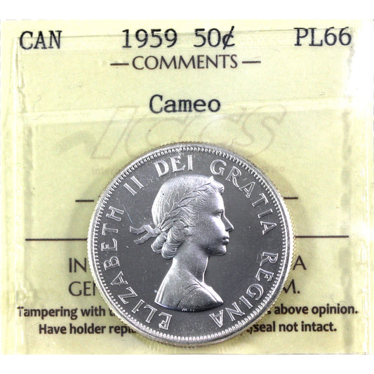 1959 Canada 50-cents ICCS Certified PL66 Cameo
