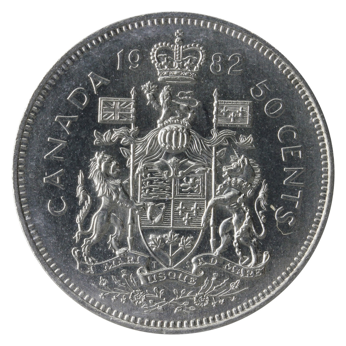 1982 Large Beads, Type 1 Canada 50-cents ICCS Certified MS66