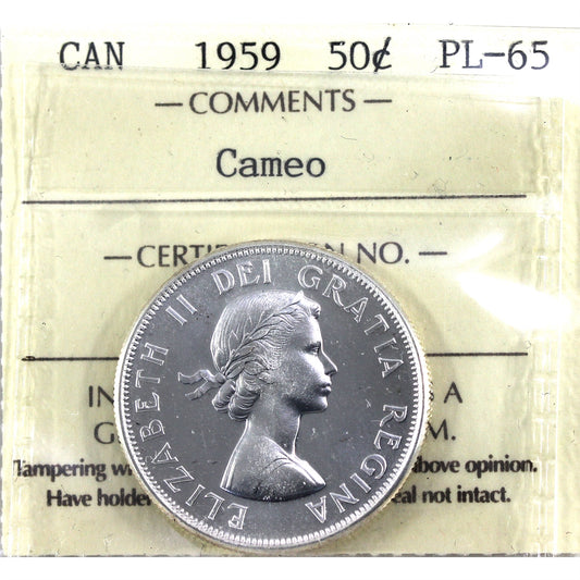1959 Canada 50-cents ICCS Certified PL65 Cameo