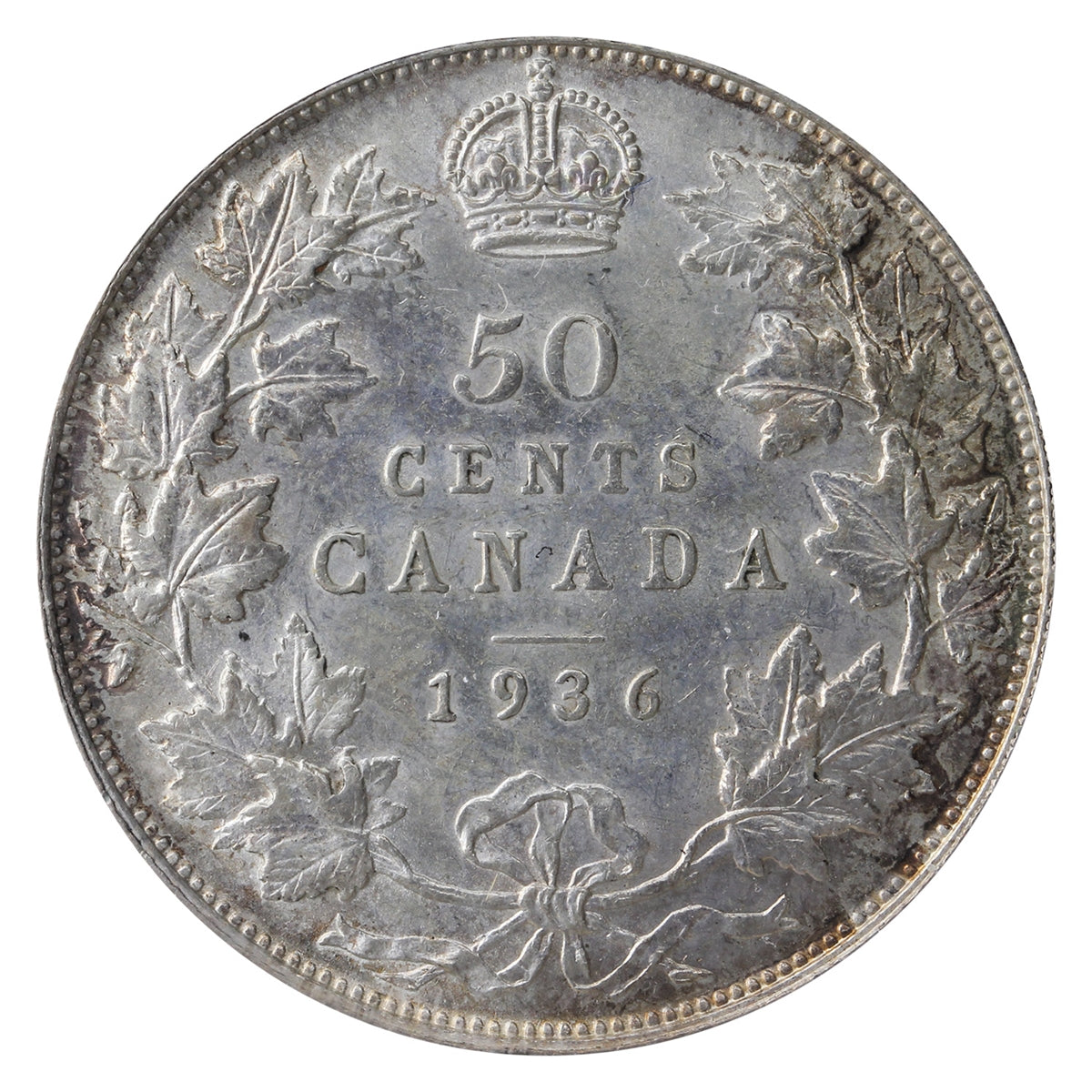 1936 Canada 50-cents ICCS Certified AU55