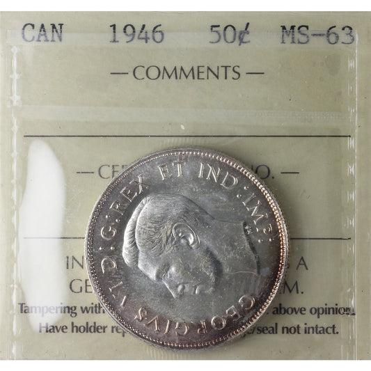 1946 Canada 50-cents ICCS Certified MS63