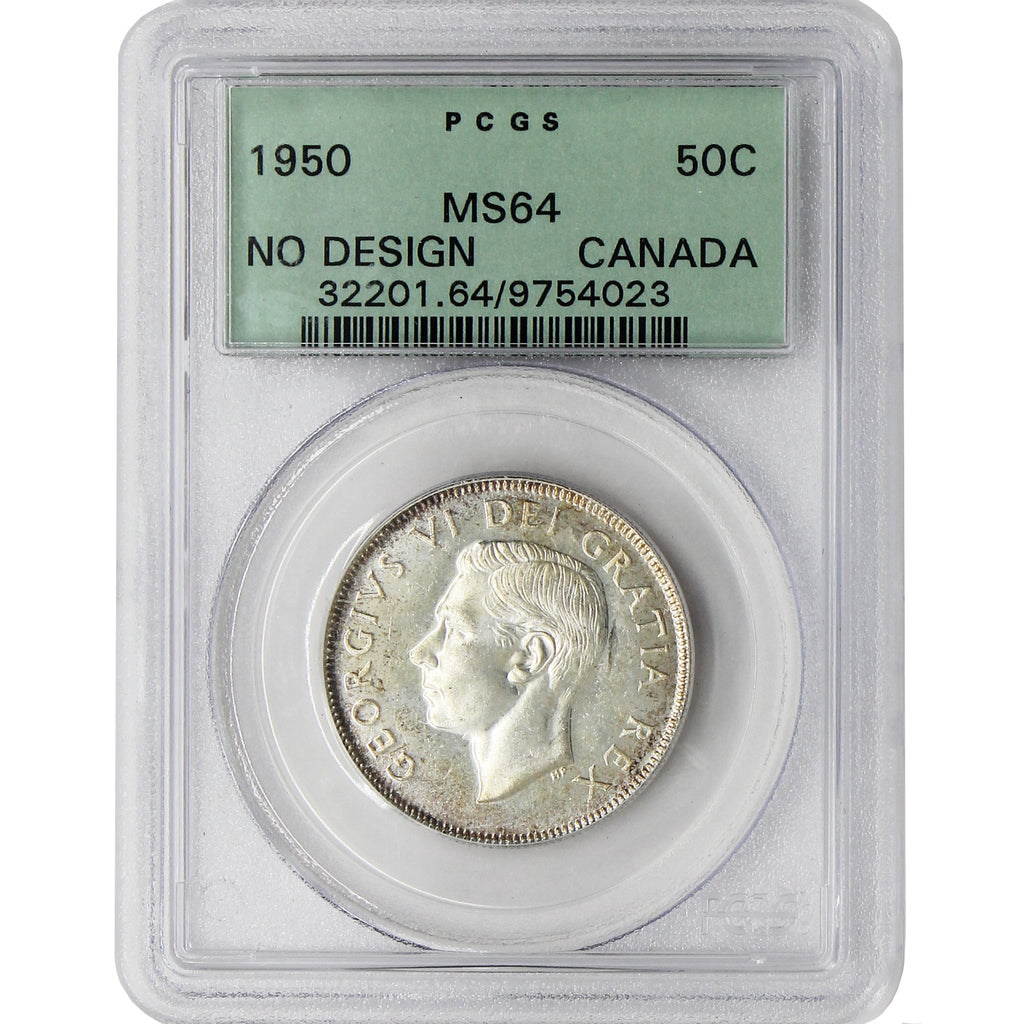1950 No Design Canada 50-cents PCGS Certified MS64