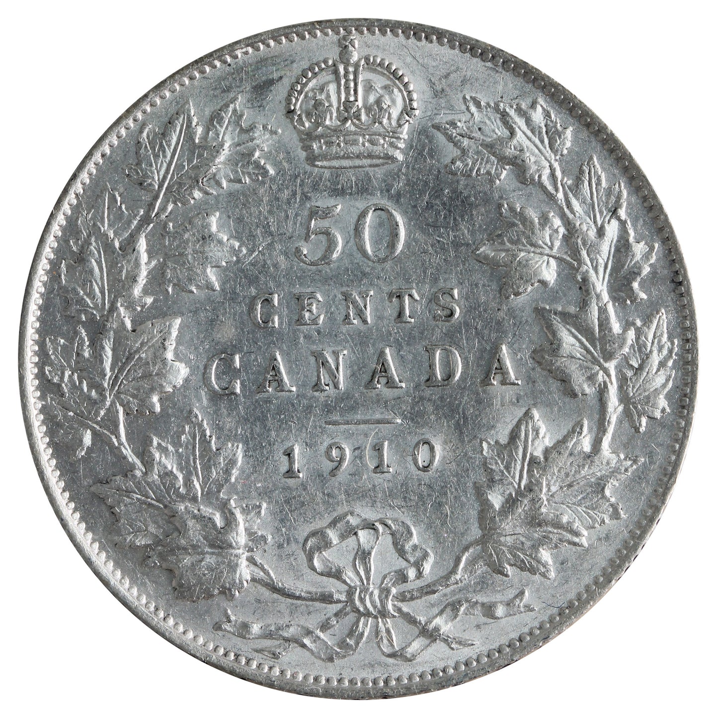 1910 Edwardian Leaves Canada 50-cents ICCS Certified EF45