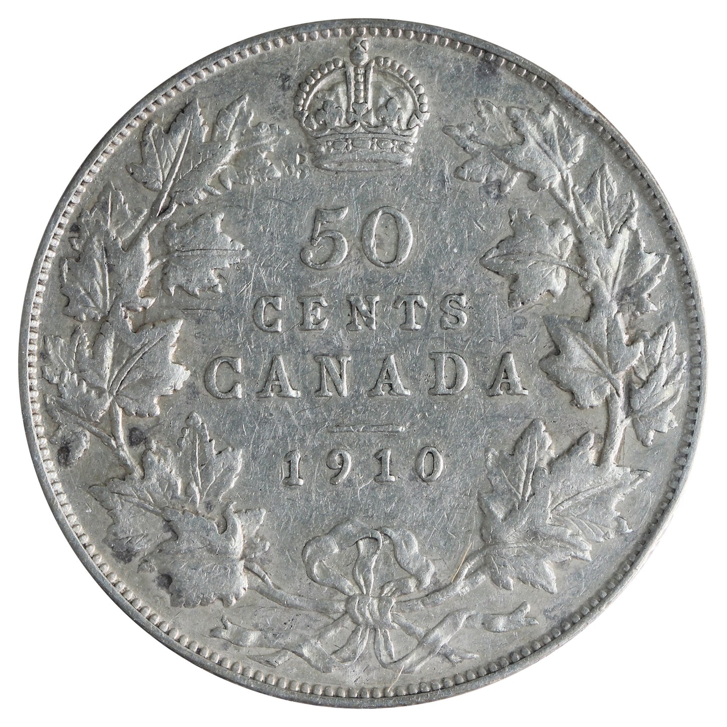 1910 Edwardian Leaves Canada 50-cents ICCS Certified VF30