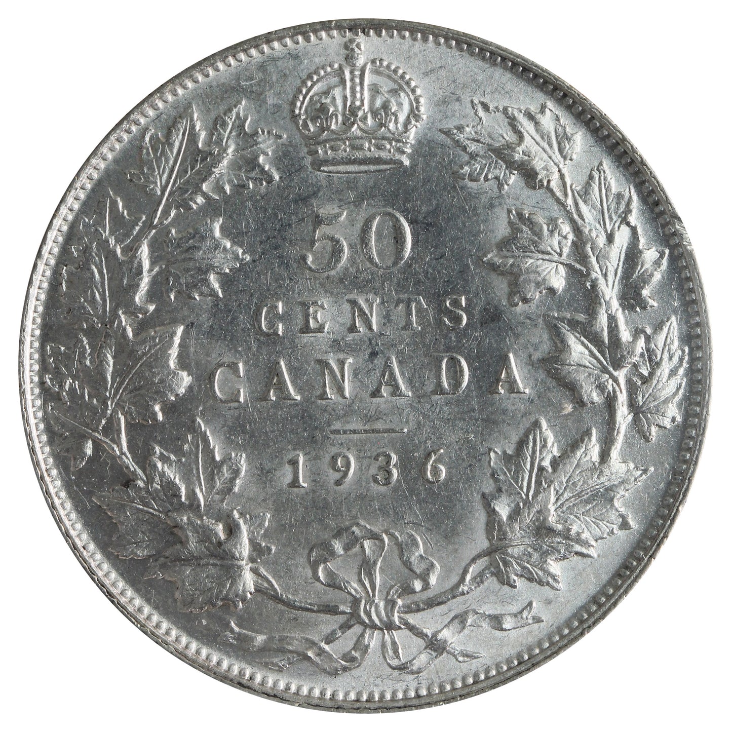 1936 Canada 50-cents ICCS Certified AU50