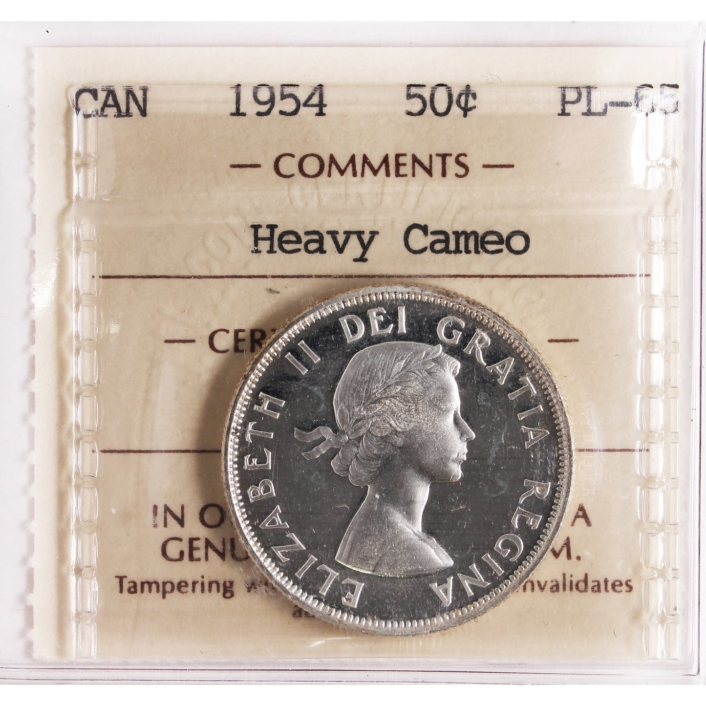 1954 Canada 50-cents ICCS Certified PL65 Heavy Cameo