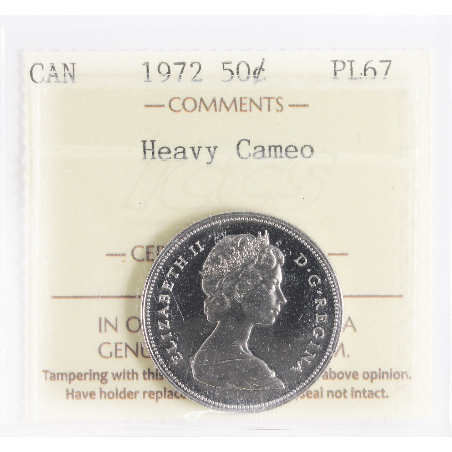 1972 Canada 50-cents ICCS Certified PL67 Heavy Cameo