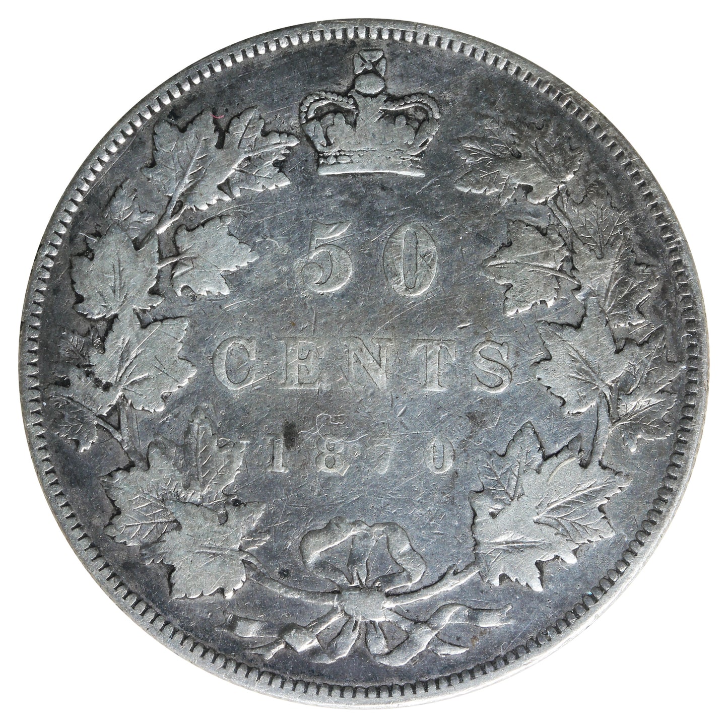 1870 No LCW Canada 50-cents ICCS Certified VG8