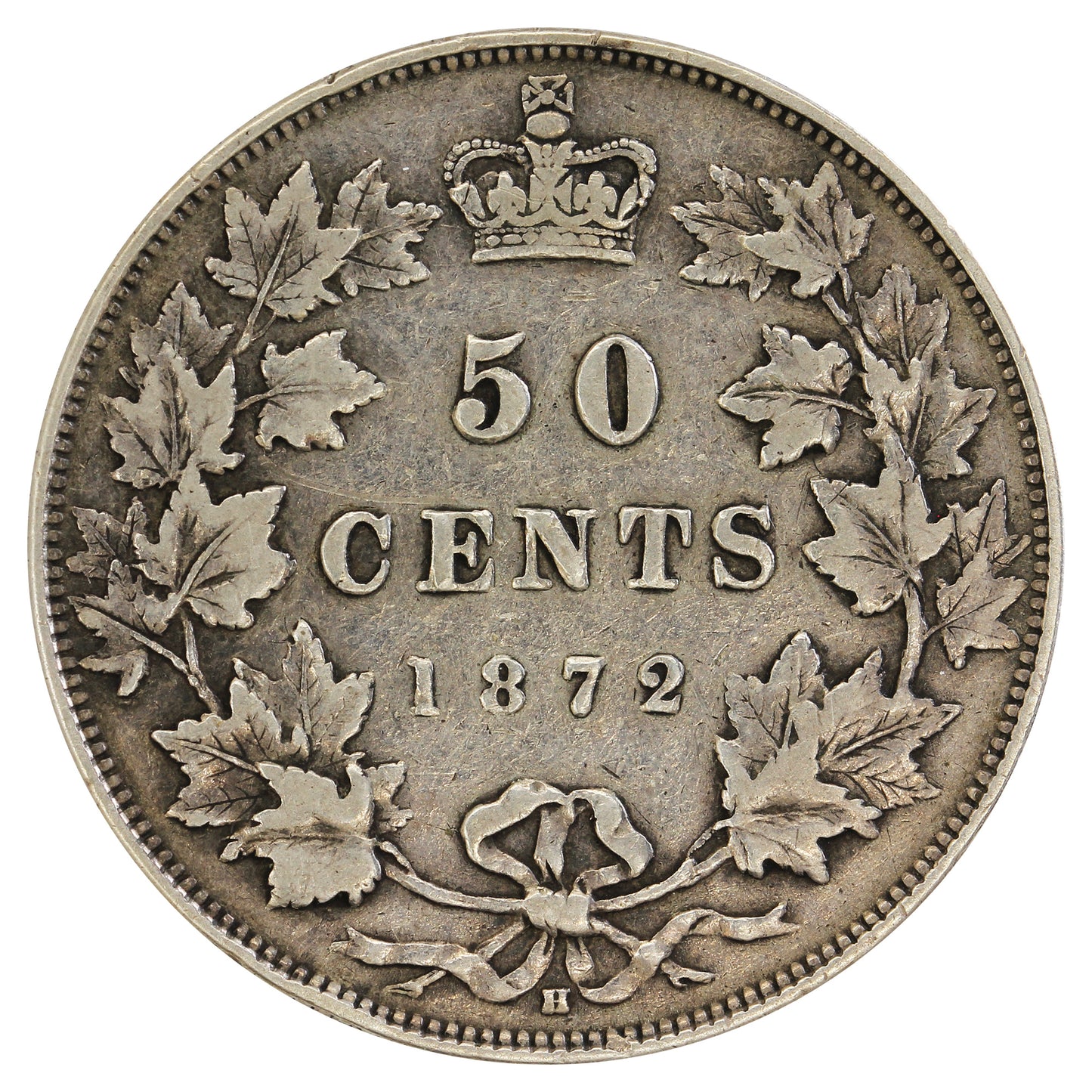 1872H Inverted A/V 50-cents F-VF (F-15) $