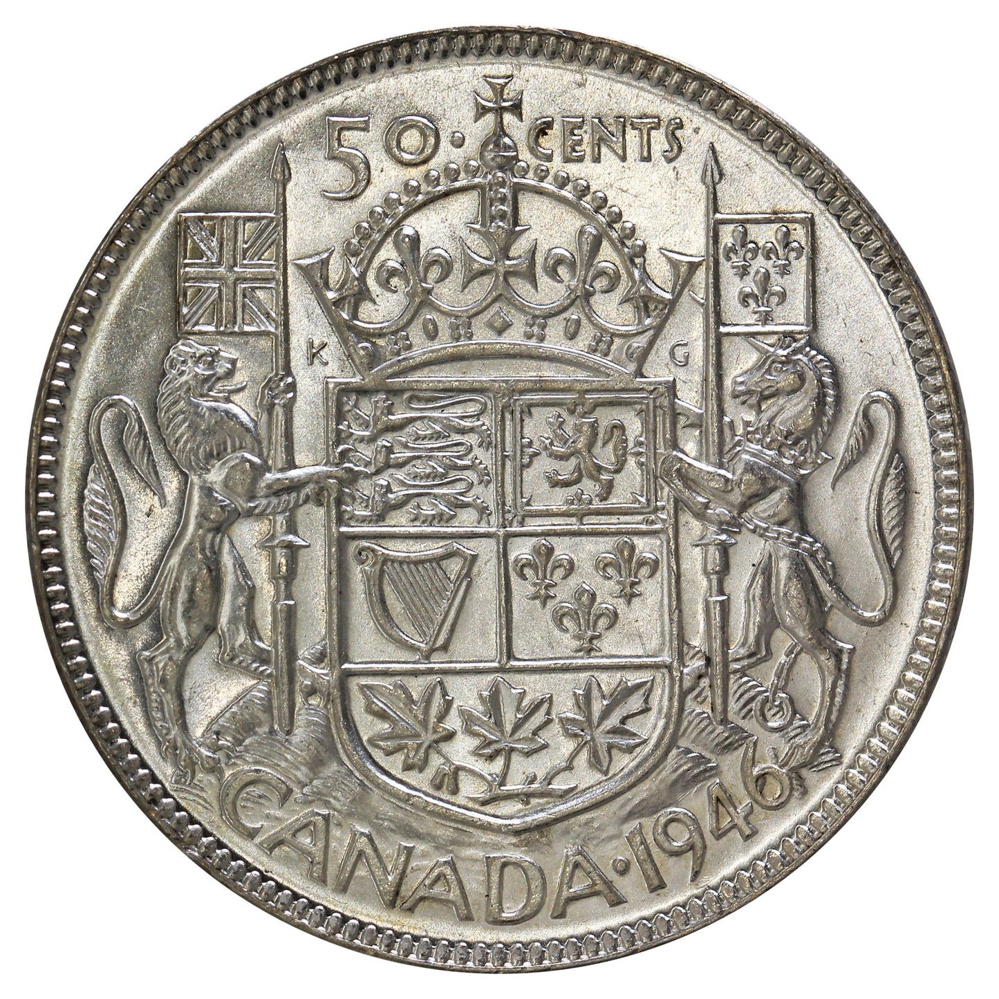1946 Chip in 6 Canada 50-cents AU-UNC (AU-55) $