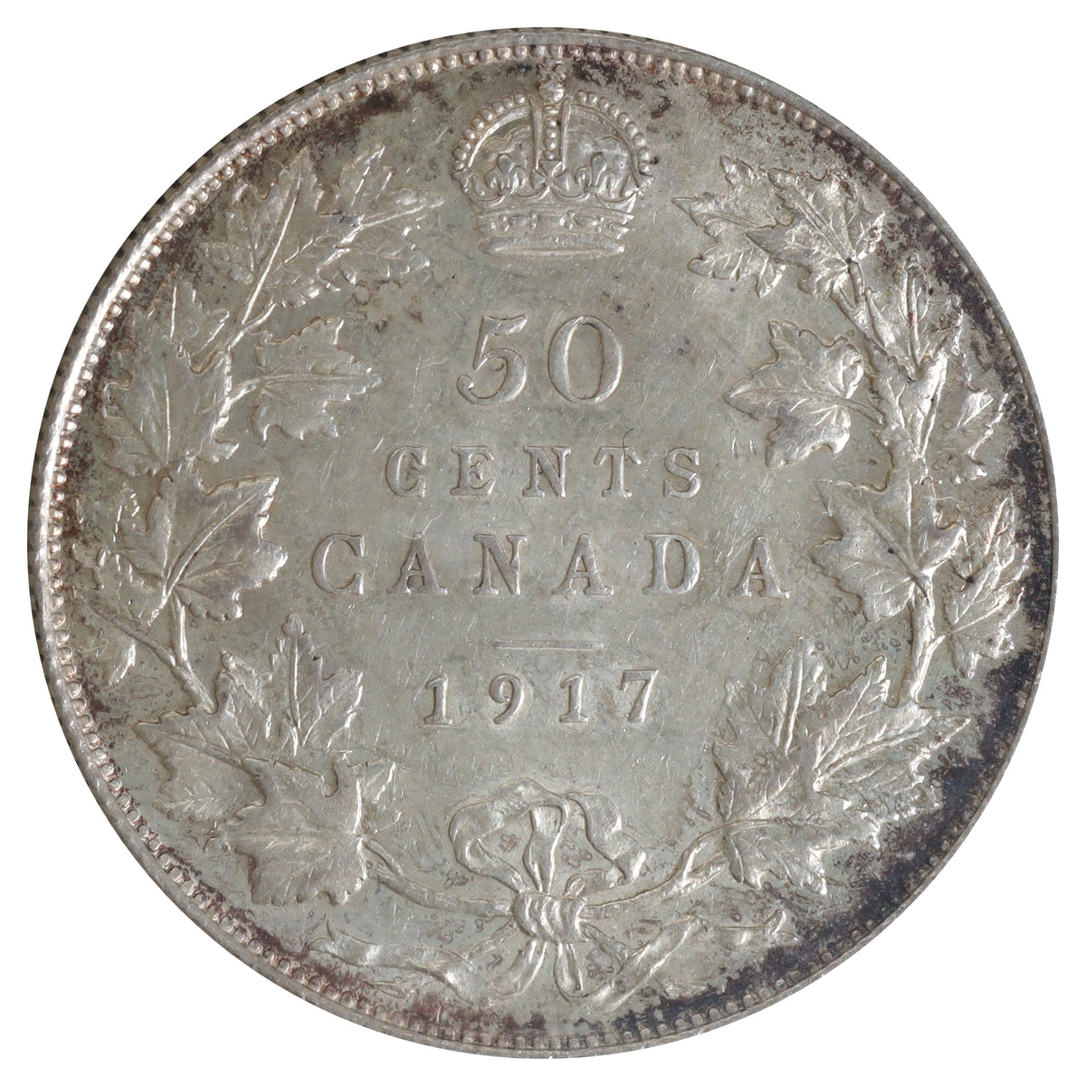 1917 Canada 50-cents ICCS Certified AU55