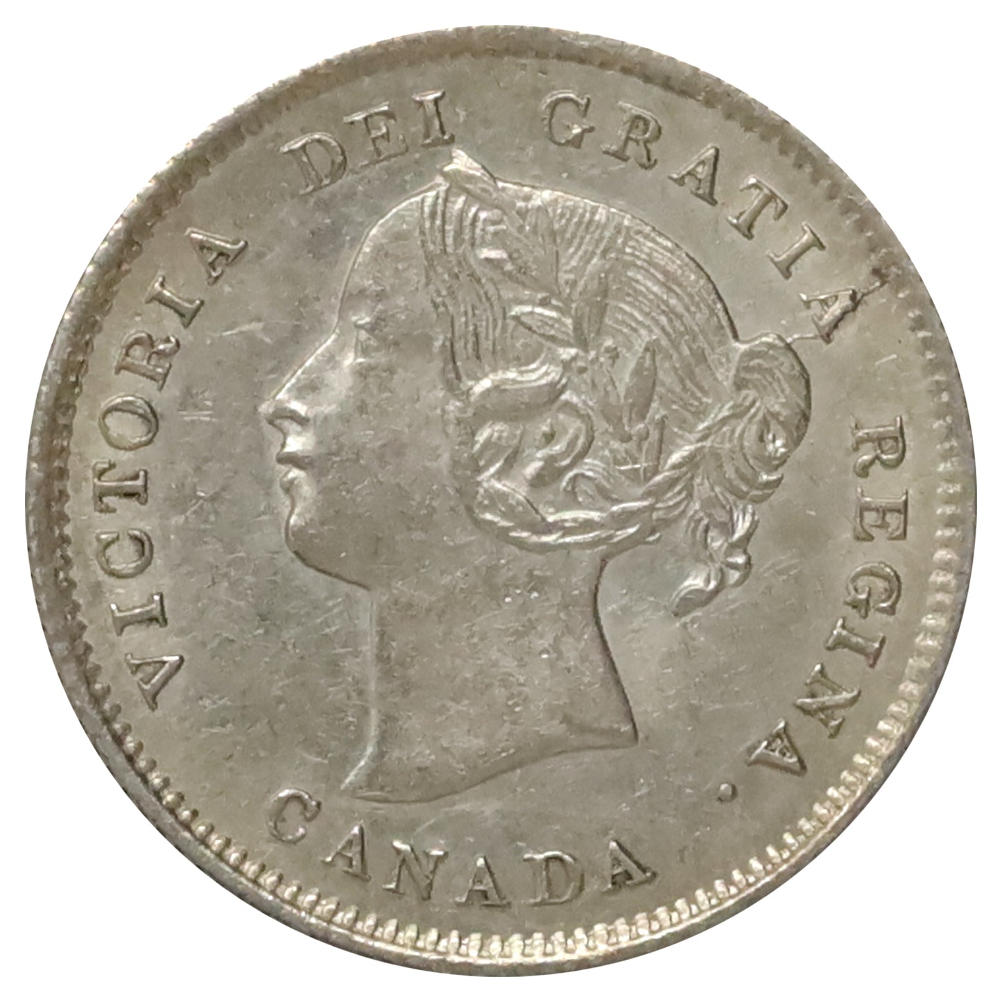 1870 Narrow Rim Canada 5-cents AU-UNC (AU55) $
