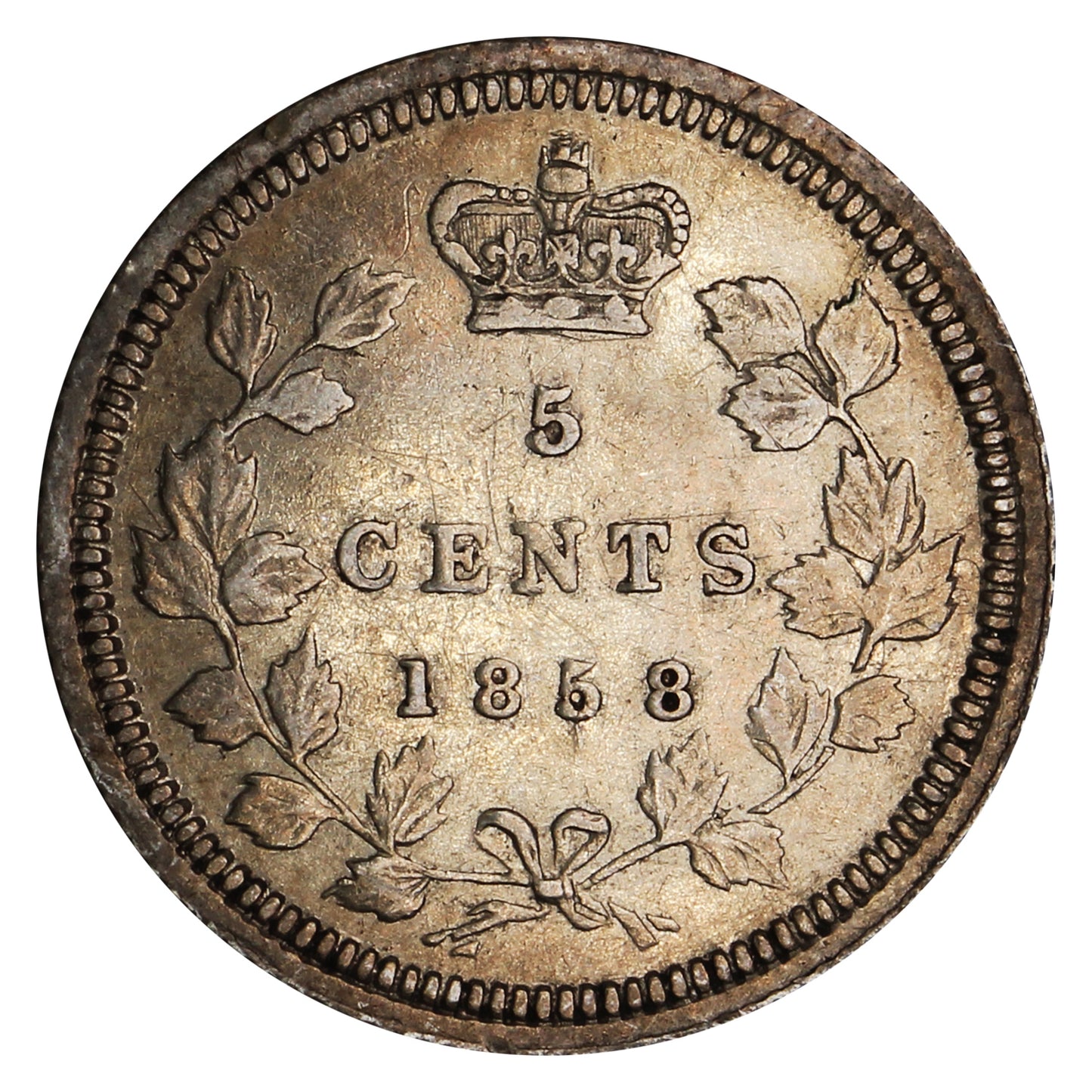 1858 Small Date Canada 5-cents Extra Fine (EF40) $