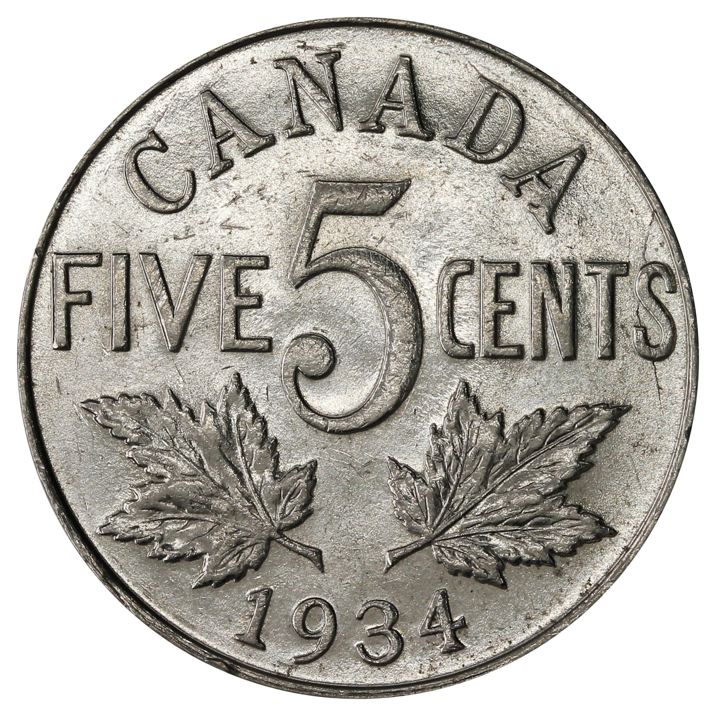 1934 Canada 5-cents Uncirculated (MS60) $