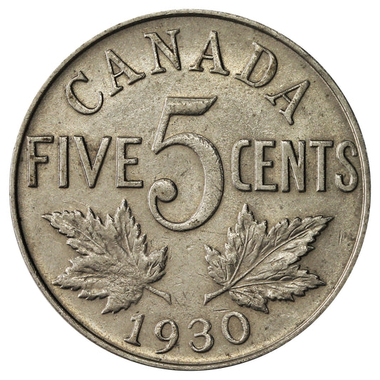 1930 Canada 5-cents Almost Uncirculated (AU50) $