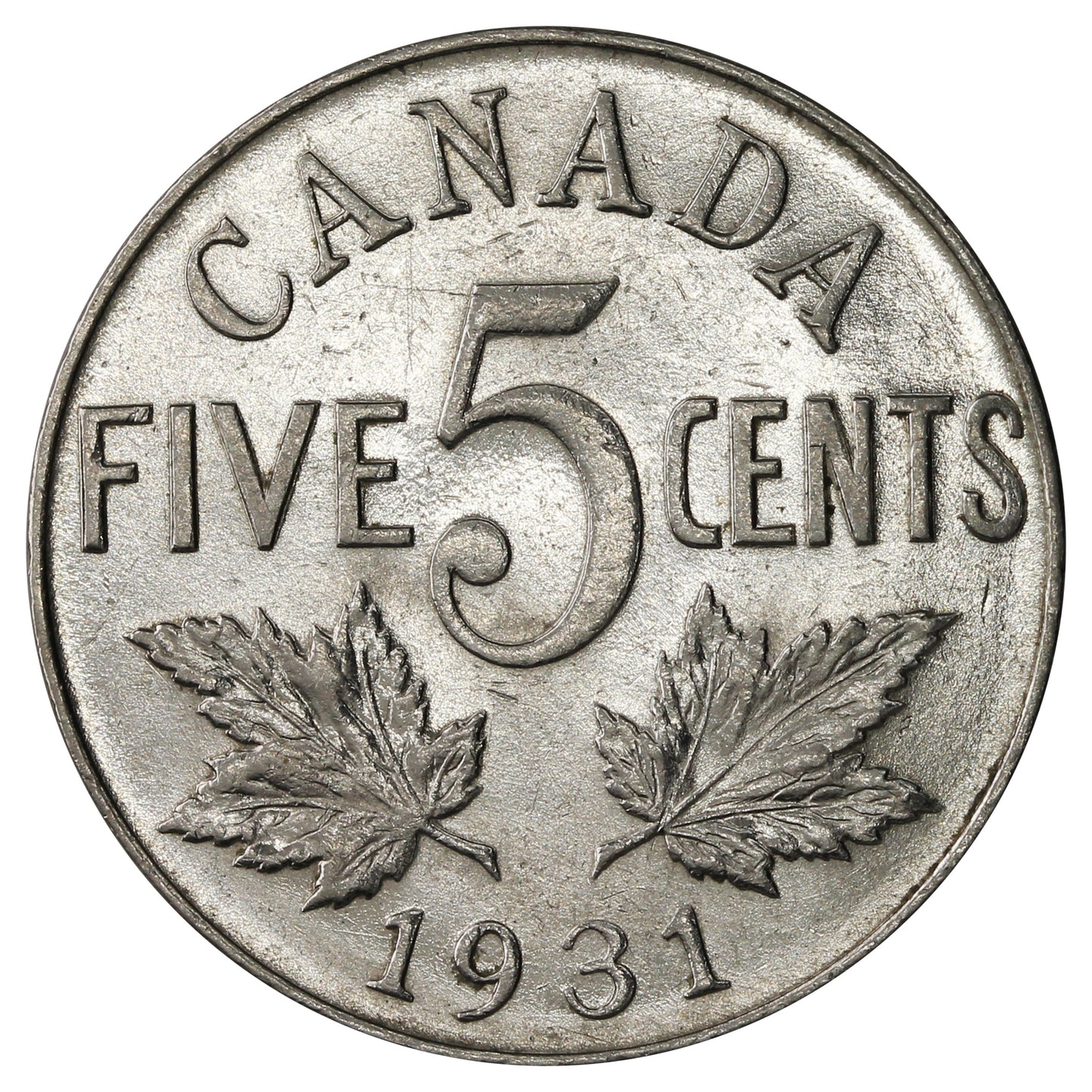 1931 Canada 5-cents Almost Uncirculated (AU50) $