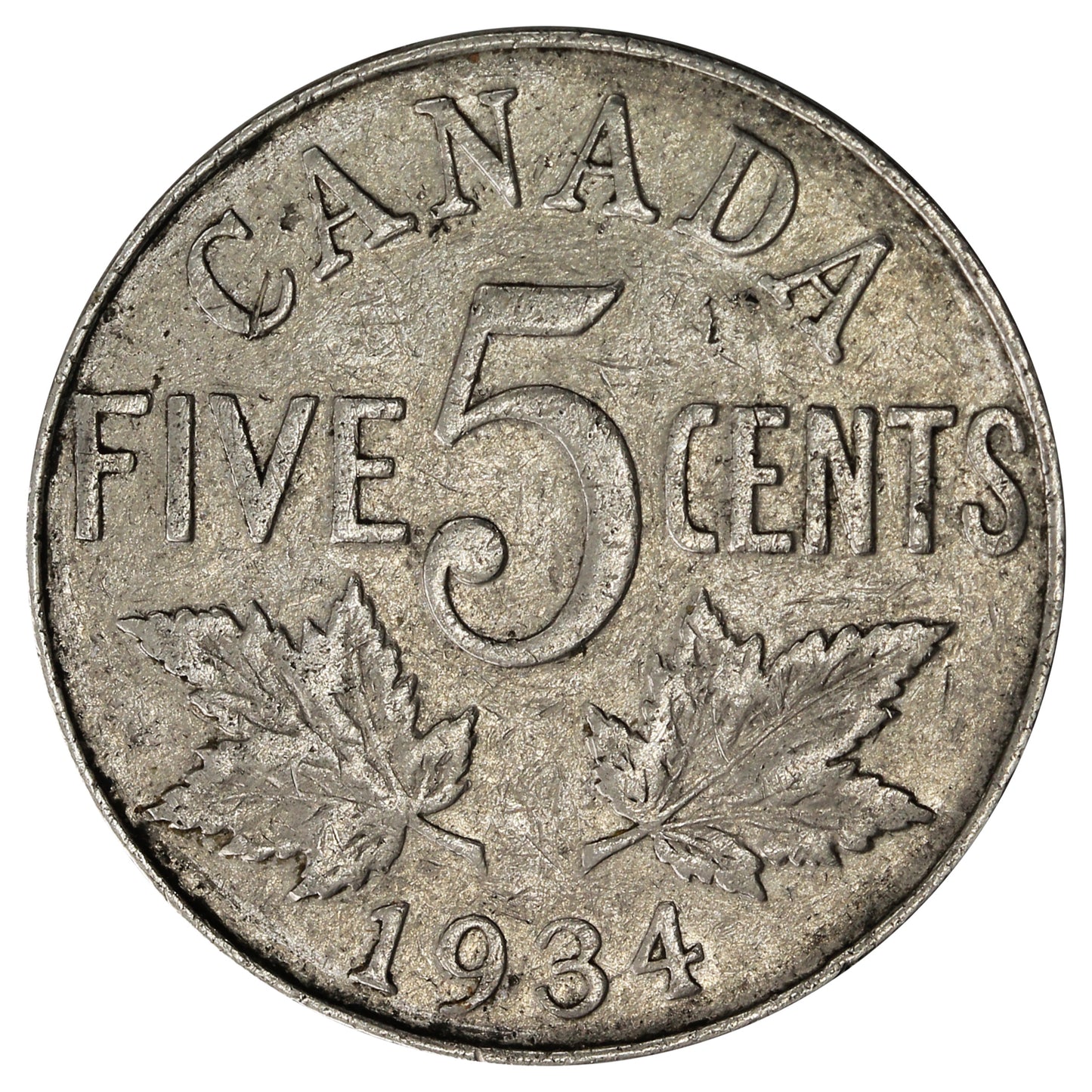1934 Canada 5-cents F-VF (F15)