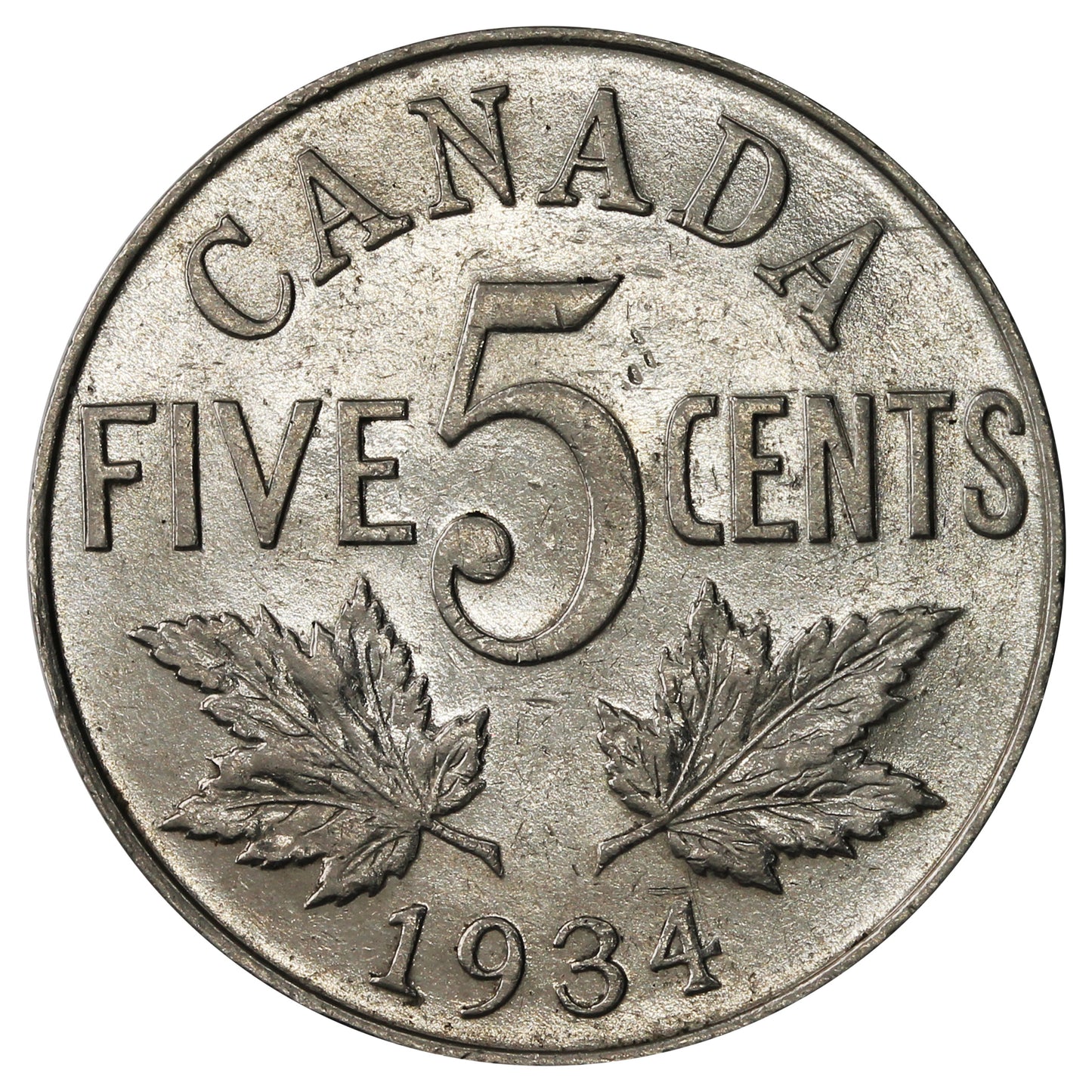 1934 Canada 5-cents Extra Fine (EF40)