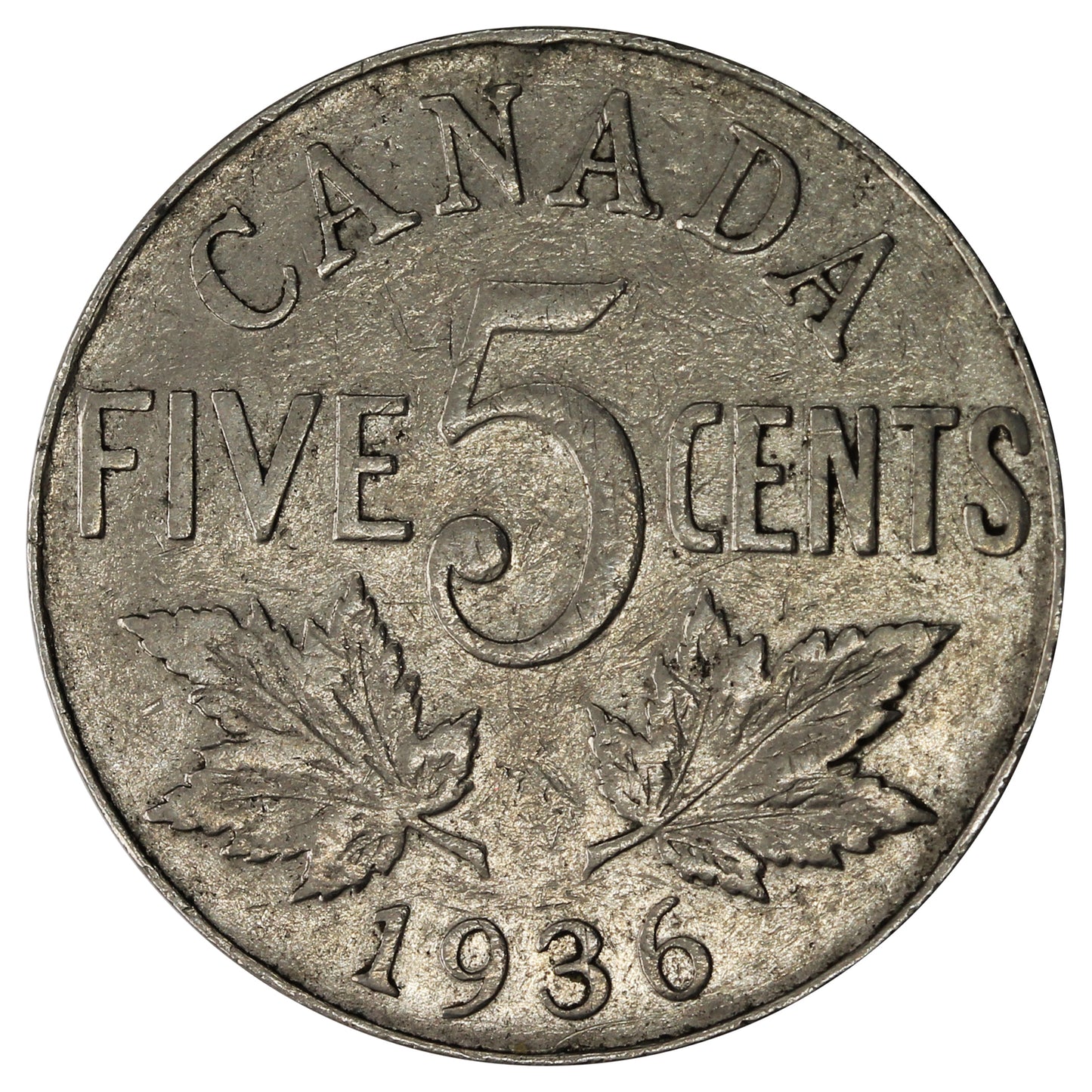 1936 Canada 5-cents F-VF (F15)