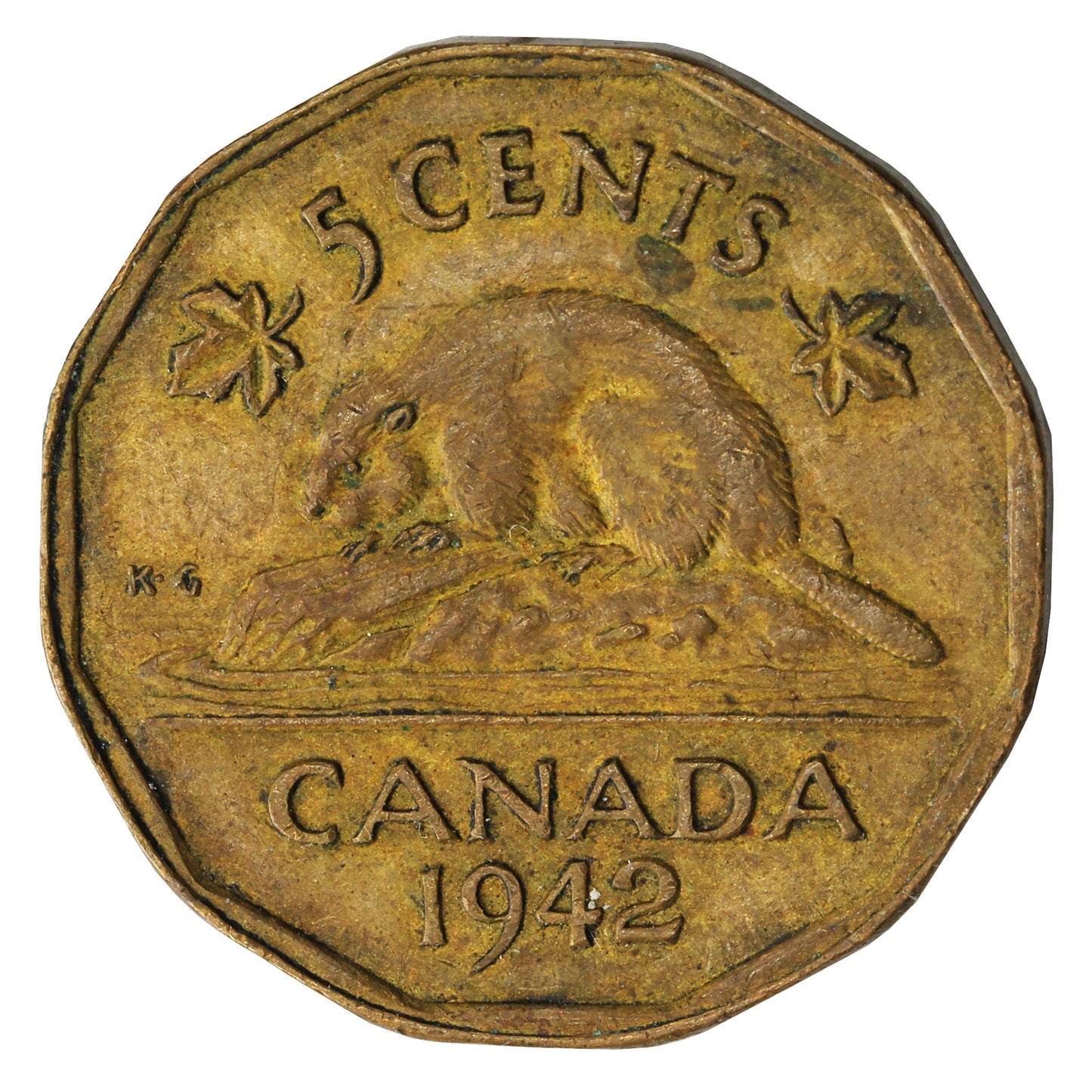 1942 Tombac Canada 5-cents Circulated