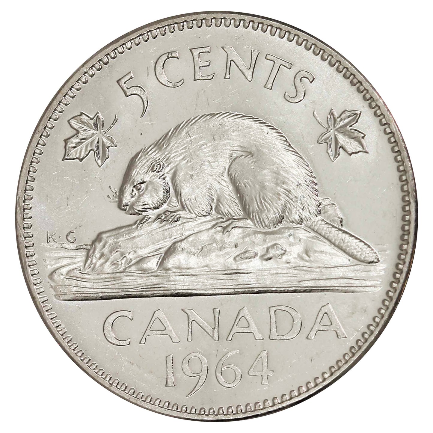 1964 Extra Water Line Canada 5-cents UNC+ (MS62) $