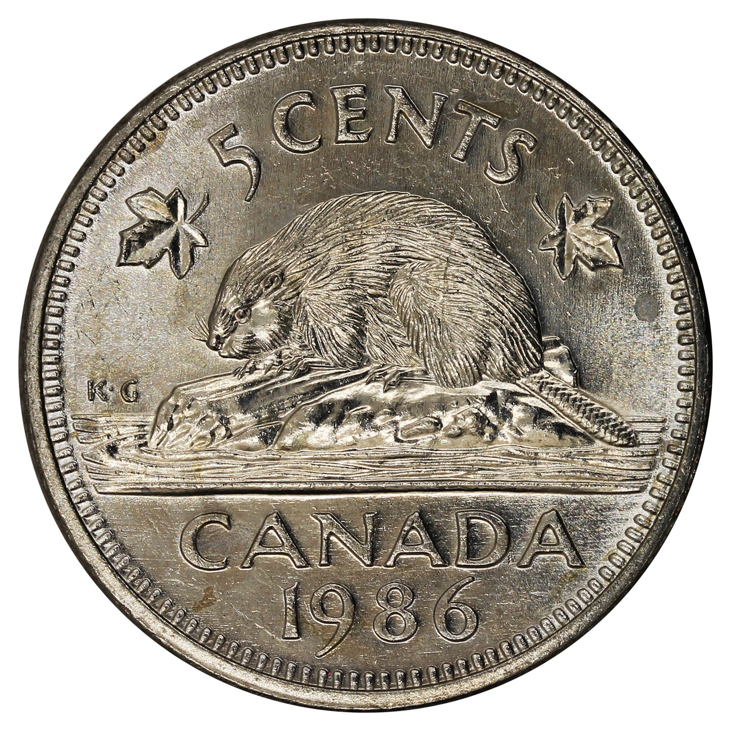 1986 Canada 5-cents Brilliant Uncirculated (MS63)