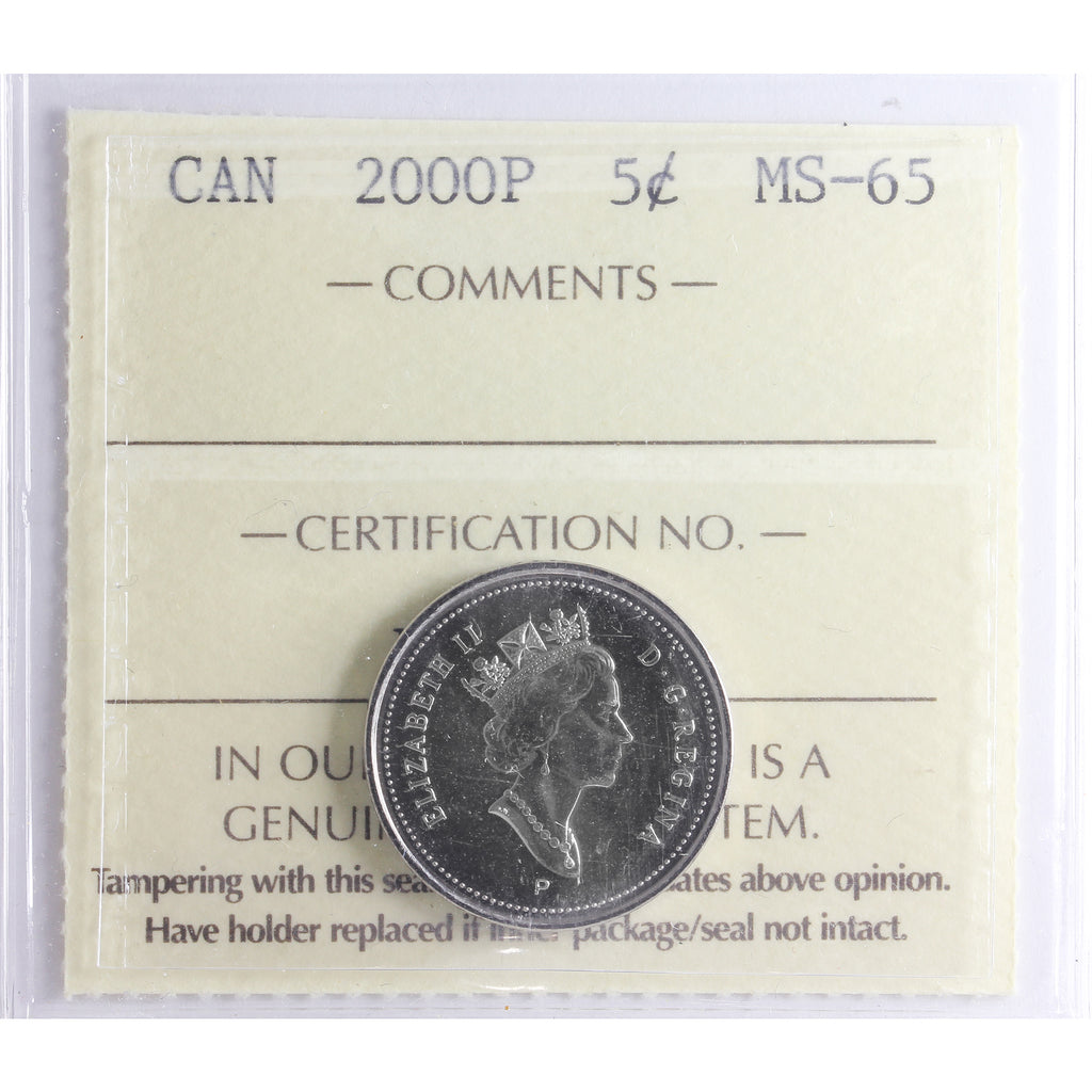2000P Canada 5-cents ICCS Certified MS65