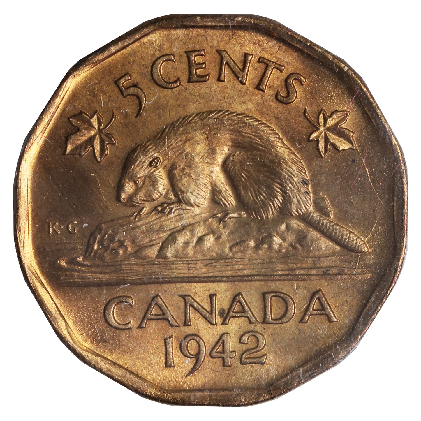1942 Tombac Canada 5-cents ICCS Certified MS64