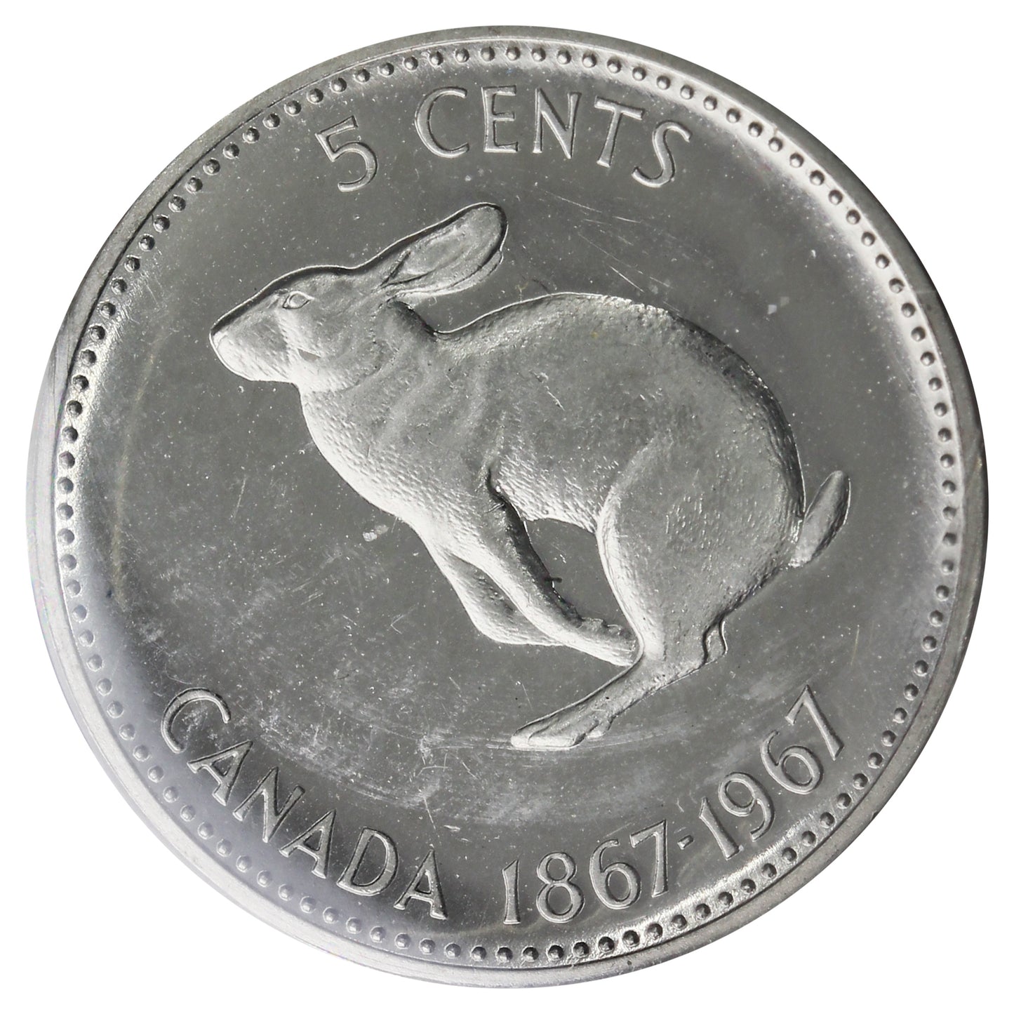 1967 Canada 5-cents ICCS Certified PL65 Heavy Cameo