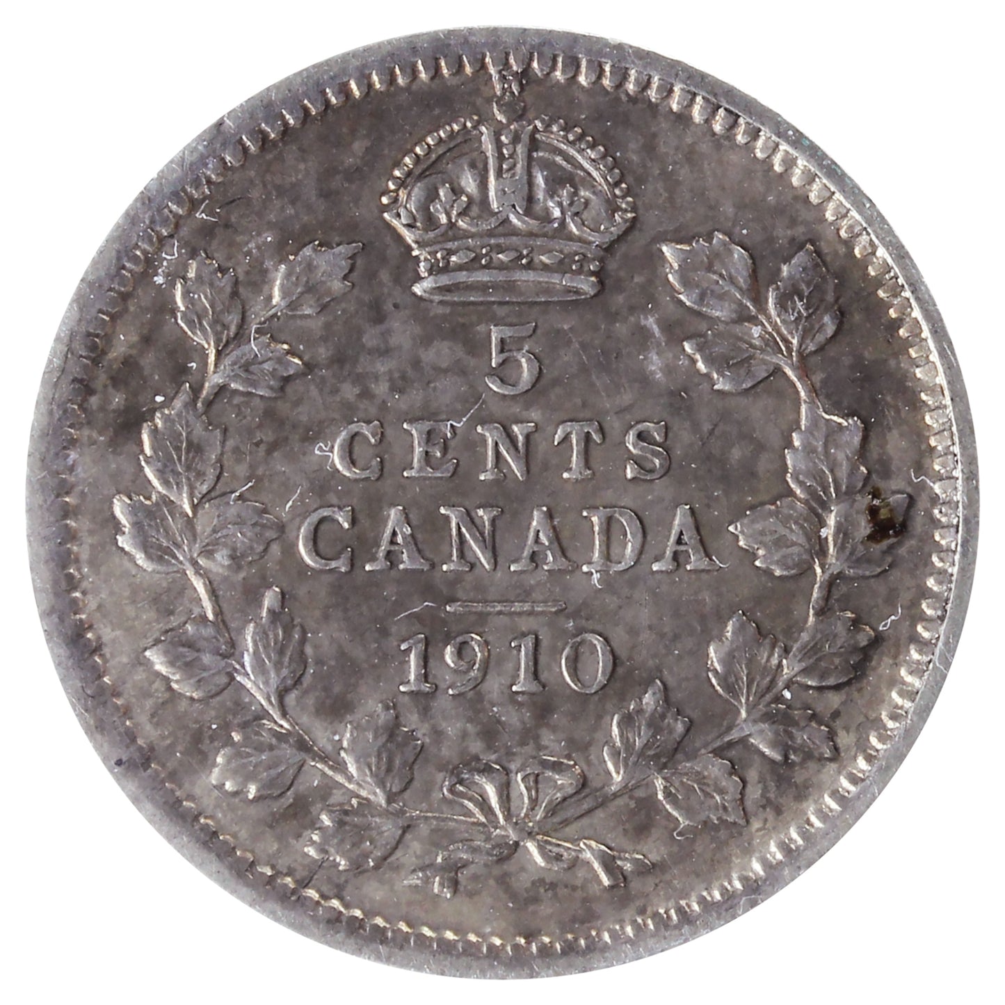 1910 Round Leaves Canada 5-cents ICCS Certified VF30
