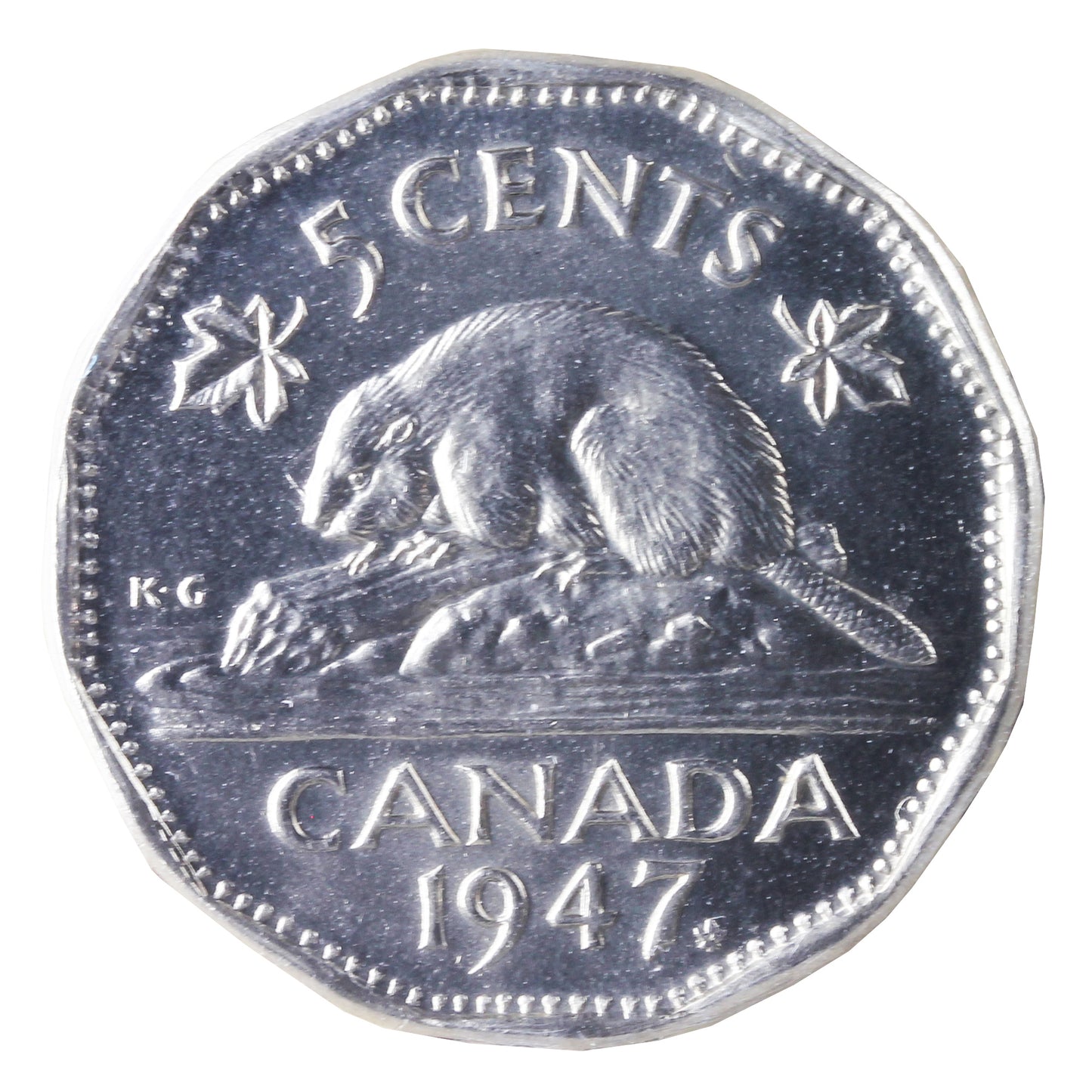 1947 Maple Leaf Canada 5-cents ICCS Certified MS65 (XXR 703)